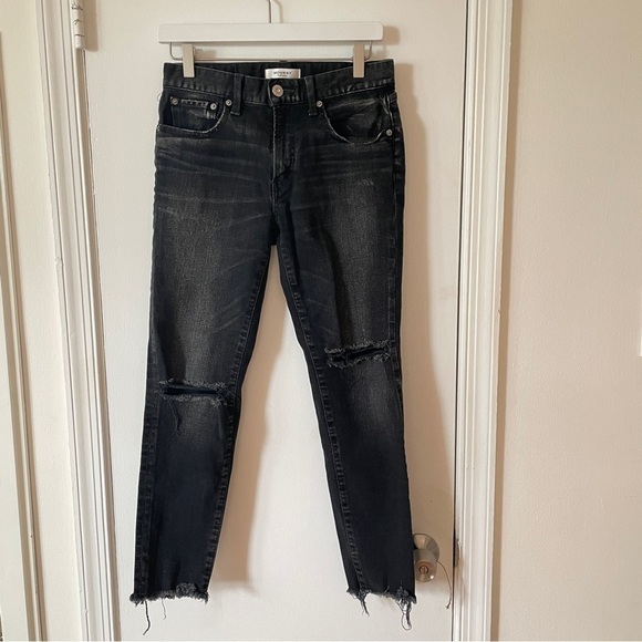 Moussy Vintage Black Mid-rise Stretch Fremont Crop Raw hem Jean Japan Denim 26 - Picture 3 of 12